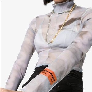 Heron Preston scalloped tie dyed sheer top